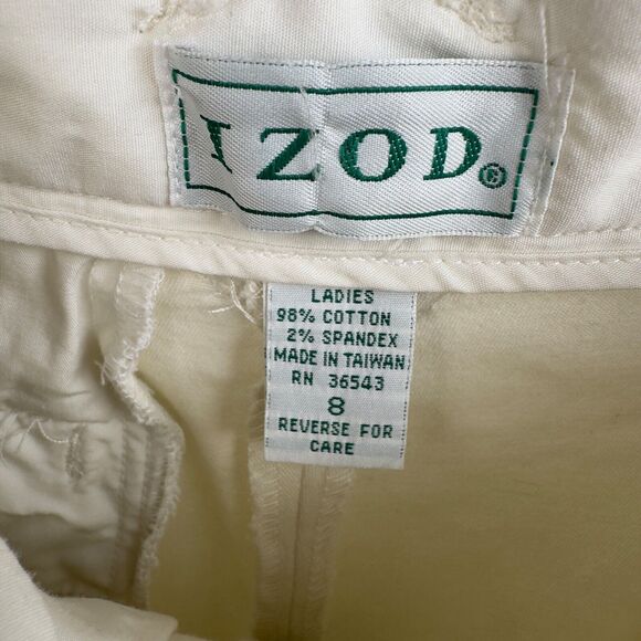 VINTAGE IZOD Ladies Cream Khaki Cotton-blend Straight Leg Pocketed Chino Pants - Picture 6 of 7